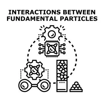 Fundamental particle interactions concept with subatomic elements 库存插图