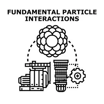 Fundamental particle interactions exploring quantum physics concept Stock Illustration