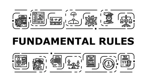 Fundamental rules banner icon vector illustration Illustrazione stock