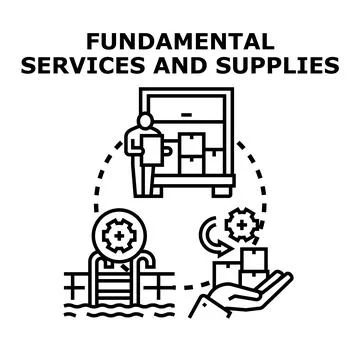 Fundamental services and supplies vector concept illustration Stock Illustration