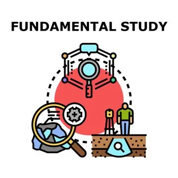 Fundamental study concept exploring research and analysis Stock Illustration