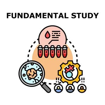 Fundamental study process researching scientific solutions and medical strate Stock Illustration