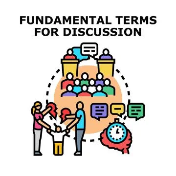 Fundamental terms for discussion concept vector illustration Stock Illustration