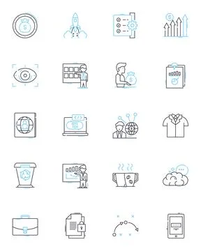 Fundamental trade linear icons set. Conceptual, Basics, Foundation, Core Stock Illustration