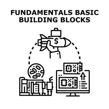 Fundamentals basic building blocks concept illustration Stock Illustration
