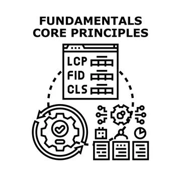 Fundamentals core principles optimizing website performance metrics Stock Illustration