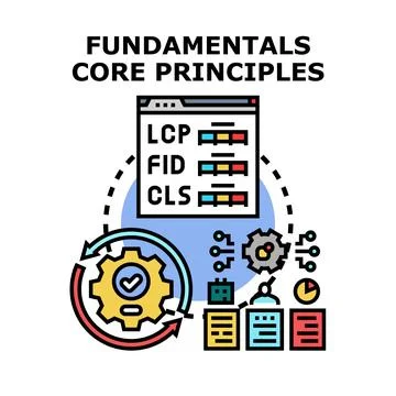 Fundamentals core principles optimizing website performance metrics Stock Illustration