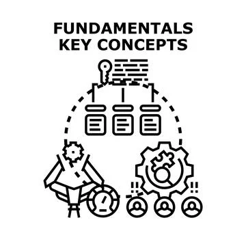 Fundamentals key concepts presenting essential business principles Stock Illustration
