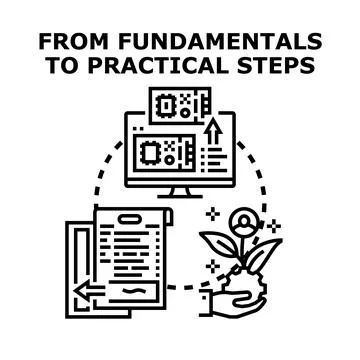 Fundamentals to practical steps concept illustrating business development Stock Illustration