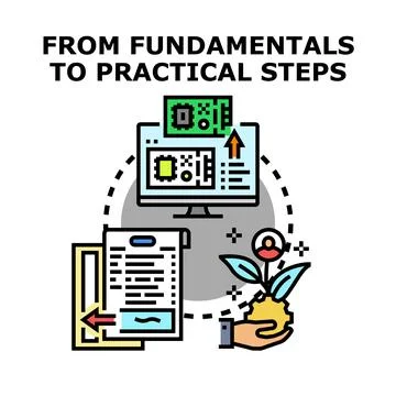 Fundamentals to practical steps concept illustrating business development Stock Illustration