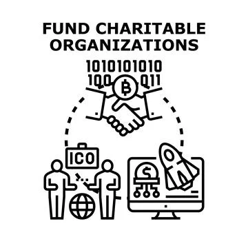 Funding charitable organizations using blockchain and digital finance concept Stock Illustration