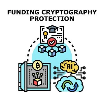 Funding cryptography protection digital security concept Stock Illustration