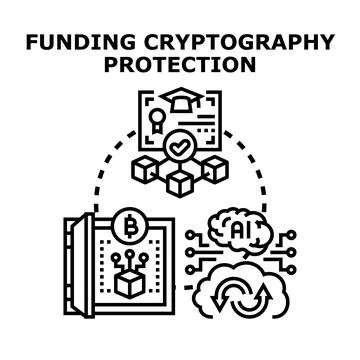 Funding cryptography protection digital security concept Stock Illustration