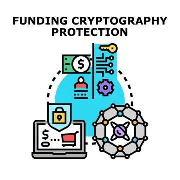 Funding cryptography protection for digital technology security 스톡 일러스트