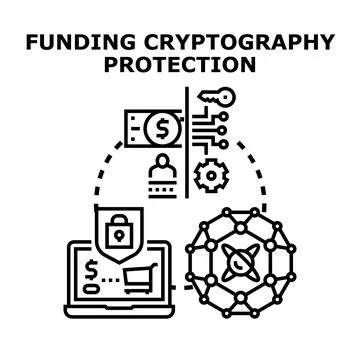 Funding cryptography protection for digital technology security Illustrazione stock