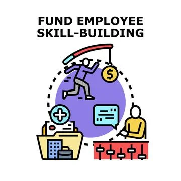 Funding employee skill building development and motivation for growth Stock Illustration