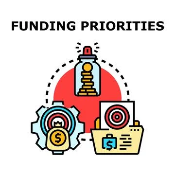 Funding priorities concept selecting important investment areas Stock Illustration