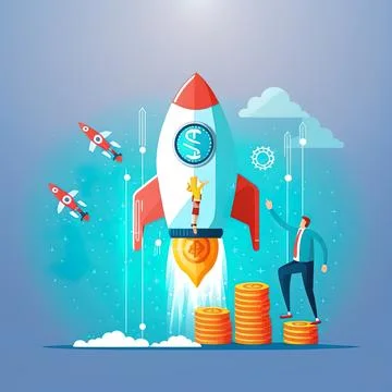 Funding startup company or venture capital investment, cost or budget to new Stock Illustration