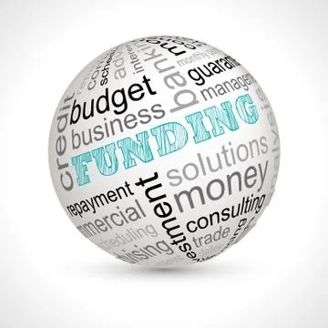 Funding theme sphere with keywords Stock Illustration