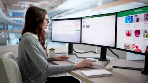 Fundraiser Woman Using Software Platform Stock Footage 334532246