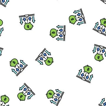 Fundraising digital coin ico vector seamless pattern Stock Illustration