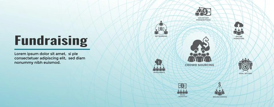 Fundraising Icon Set - Web Header Banner Stock Illustration