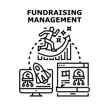 Fundraising management developing strategy and managing growth vector Stock Illustration