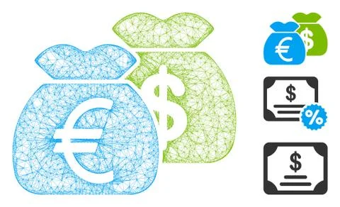 Funds Polygonal Web Vector Mesh Illustration Stock Illustration