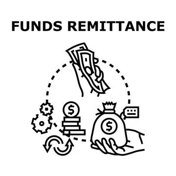 Funds remittance sending money process icon concept Stock Illustration