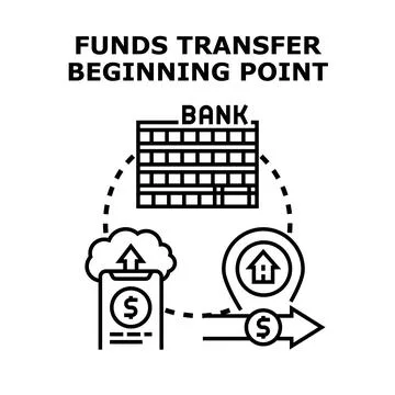 Funds transfer beginning point financial transaction illustration Stock Illustration