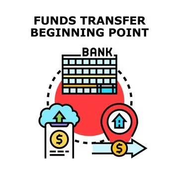 Funds transfer beginning point financial transaction illustration Stock Illustration