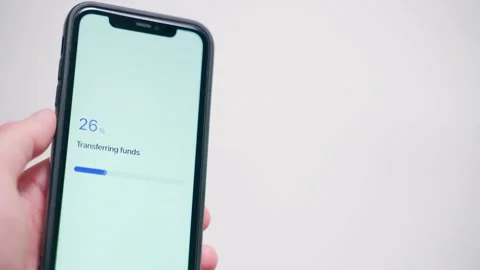 Funds transfer progress on smartphone screen ends with transfer failed error Stock-Footage 342603247