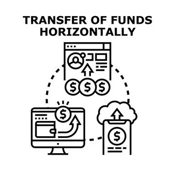 Funds transferring between online financial platforms Stock Illustration