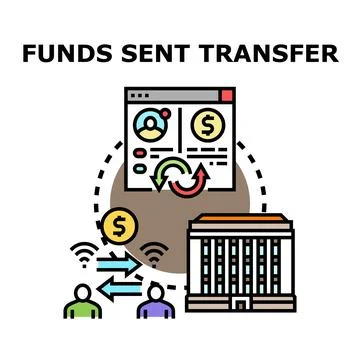 Funds transferring transaction concept via online banking Stock Illustration