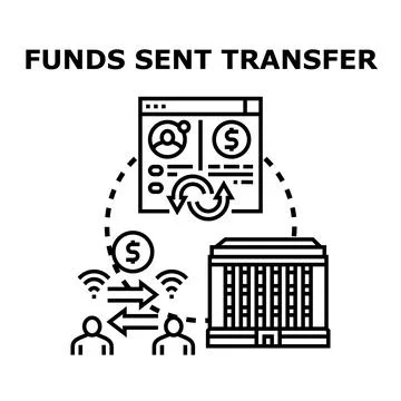 Funds transferring transaction concept via online banking Stock Illustration