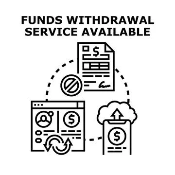 Funds withdrawal service available for secure online transactions Stock Illustration