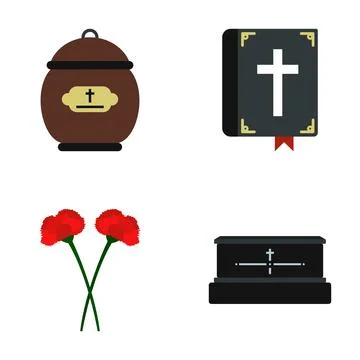Funeral and mourning elements illustrating death and remembrance 库存插图