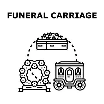Funeral carriage processing ceremony with coffin and wreath Stock Illustration
