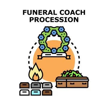 Funeral coach procession concept celebrating life after death Stock Illustration