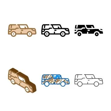 Funeral hearse color variations icon vector Stock Illustration