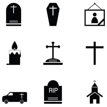 Funeral icon set Stock Illustration