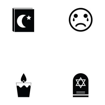 Funeral icon set Stock Illustration