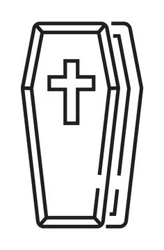 Funeral icon vector in thin line style. The coffin with the cross on the lid  스톡 일러스트
