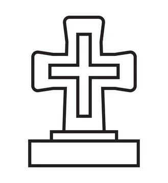 Funeral icon vector in a thin line style. Tombstone, crypt sign. Stock Illustration