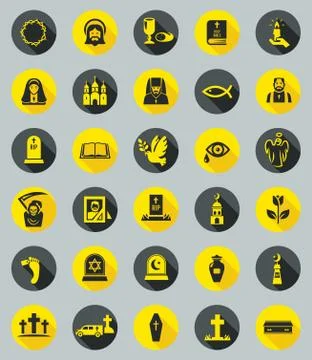 Funeral icons, flat design vector Stock Illustration