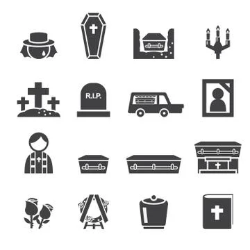 Funeral icons Illustrazione stock