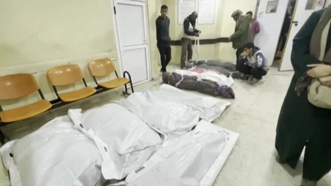 Funeral of members of Abu Sultan and al Sheikh Ali families in Gaza, Gaza, PS -  Stock Footage 295353688