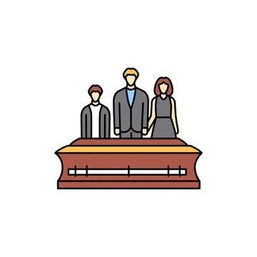 Funeral olor line icon. Different stages person's life. Stock Illustration