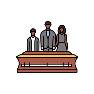 Funeral olor line icon. Different stages person's life. Stock Illustration