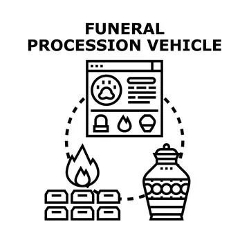 Funeral procession vehicle providing important cremation services Stock Illustration